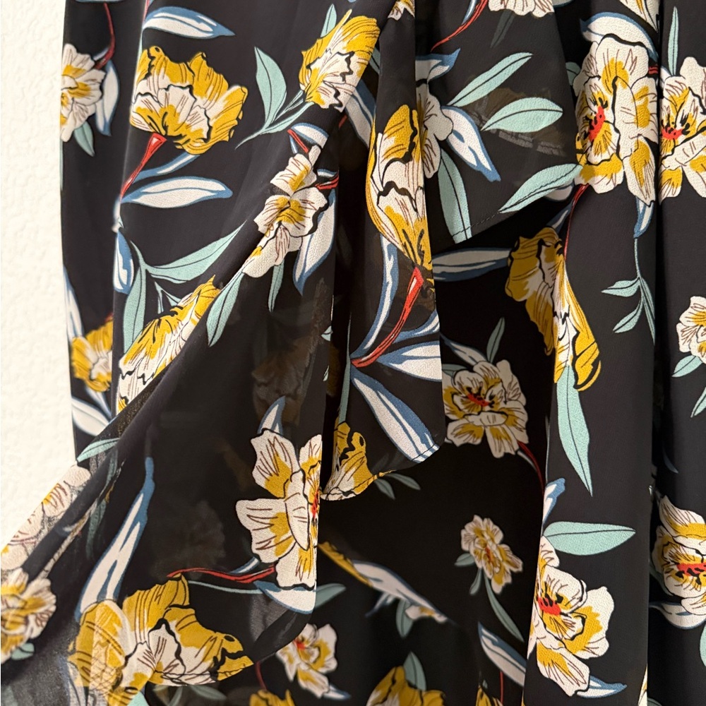 Tronjori Floral Wrap Midi Skirt in Black‎ and Yellow - Picture 9 of 10